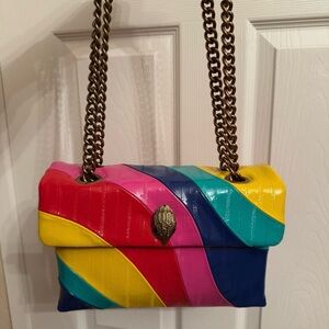 Kurt Geiger Rainbow Colorblock Shoulder Bag with Chain Strap